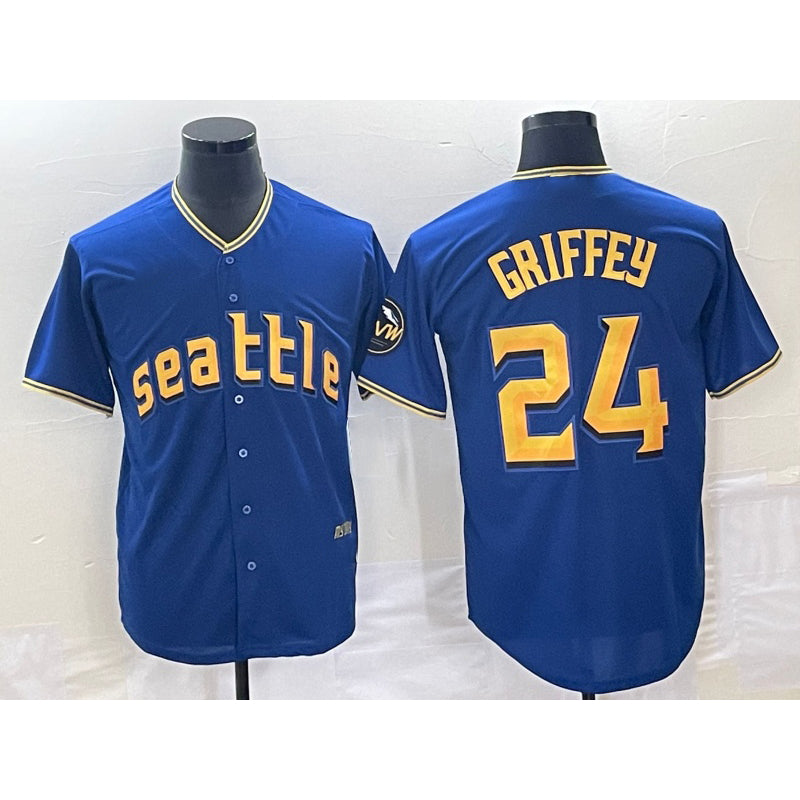 seanshop  Seattle Mariners #24 Ken Griffey Blue  2023 City Connect Cool Base Stitched Jersey
