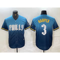 seanshop  Philadelphia Phillies #3 Bryce Harper Blue  2024 City Connect Limited Stitched Jersey