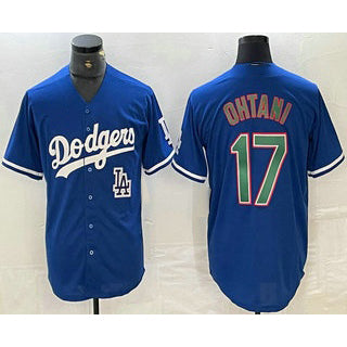 seanshop Los Angeles Dodgers #17 Shohei Ohtani Blue Green  Stitched Cool Base Jersey 2