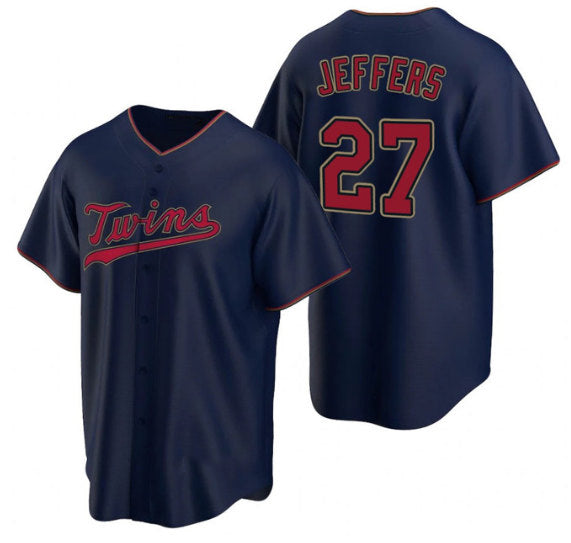 seanshop  Minnesota Twins #27 Ryan Jeffers Navy  Cool Base Stitched Jersey