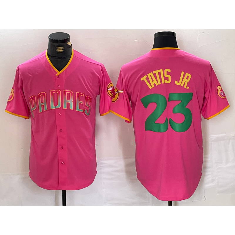 seanshop  San Diego Padres #23 Fernando Tatis Jr. Pink  Cool Base Stitched Jersey 2