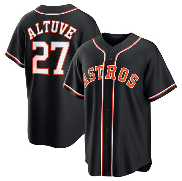 seanshop Houston Astros #27 Jose Altuve 2026 Black  Out Stitched Jersey