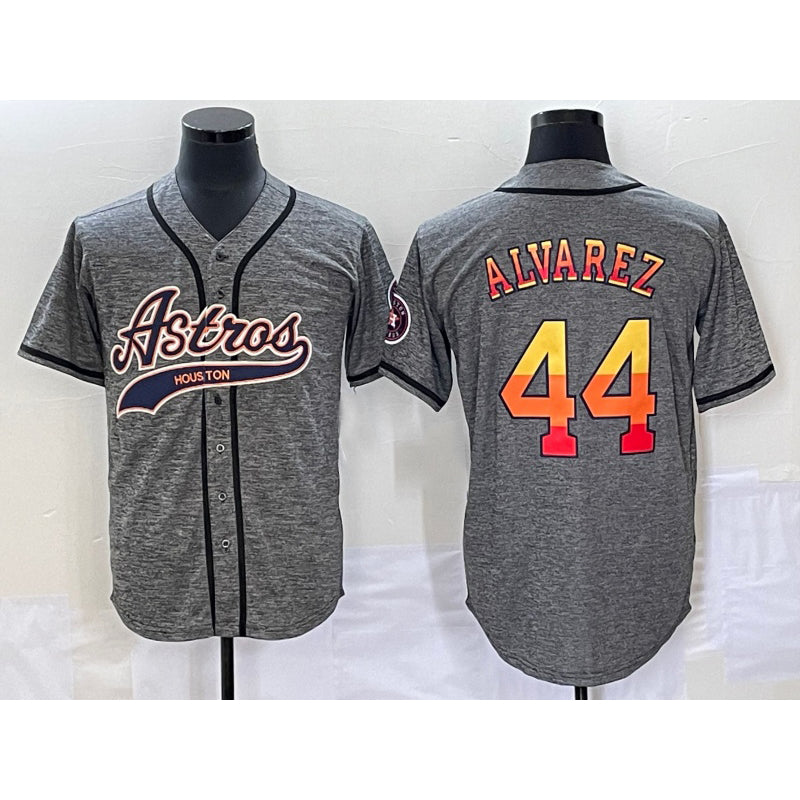 seanshop Houston Astros #44 Yordan Alvarez Grey  Gridiron Cool Base Stitched Jersey