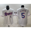 seanshop  Texas Rangers #5 Corey Seager Number White  2024 Gold Collection Limited Cool Base Jersey