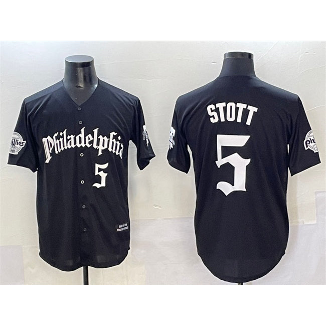 seanshop  Philadelphia Phillies #5 Bryson Stott Black  Gothic Vapor Limited Stitched Jersey