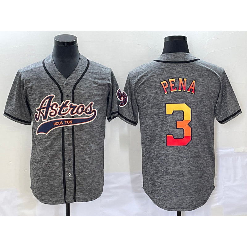 seanshop Houston Astros #3 Jeremy Pena Grey  Gridiron Cool Base Stitched Jersey
