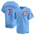 seanshop  Chicago Cubs #7 Dansby Swanson Baby Blue  2nd Alternate Limited Player Jersey