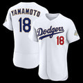 seanshop Los Angeles Dodgers #18 Yoshinobu Yamamoto White  2026 Gold Collection Authentic Jersey