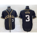 seanshop Houston Astros #3 Jeremy Pena Black Gold  Player Number Cool Base Jersey