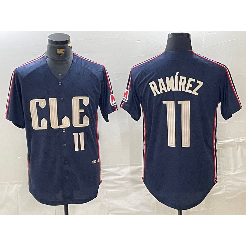 seanshop  Cleveland Guardians #11 Jose Ramirez Number Navy  2024 City Connect Limited Stitched Jersey