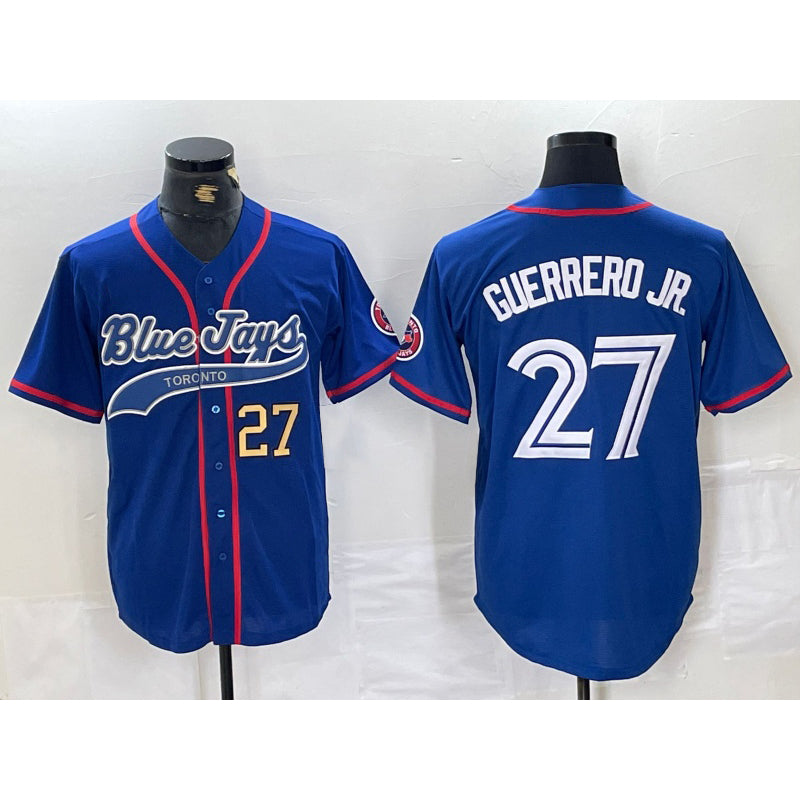 seanshop   Toronto Blue Jays #27 Vladimir Guerrero Jr Blue  Cool Base Stitched Jerseys