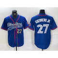 seanshop   Toronto Blue Jays #27 Vladimir Guerrero Jr Blue  Cool Base Stitched Jerseys