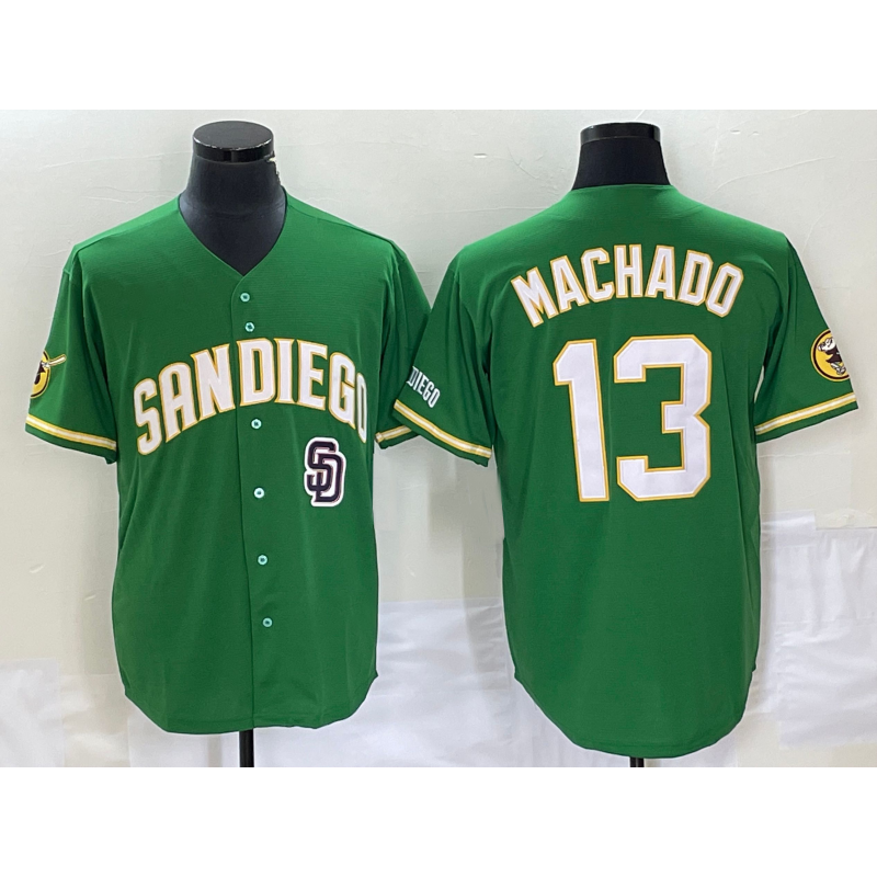 seanshop  San Diego Padres #13 Manny Machado Green  Cool Base Stitched Jersey