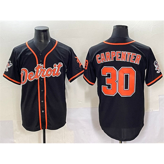 seanshop Detroit Tigers #30 Kerry Carpenter Black  With Patch Cool Base Stitched Jersey