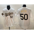seanshop Los Angeles Dodgers #50 Mookie Betts White Gold  2025 World Series Champions Patch Limited Stitched Jersey