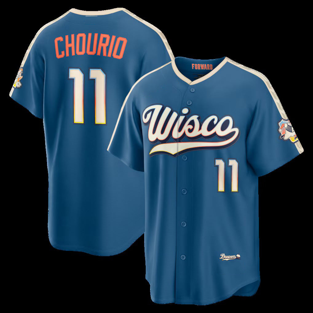 seanshop    Milwaukee Brewers #11 Jackson Chourio Mineral Blue  2026 City Connect Stadium Jersey