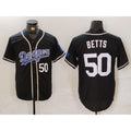 seanshop Los Angeles Dodgers #50 Mookie Betts Number Black  White Cool Base Stitched Jerseys