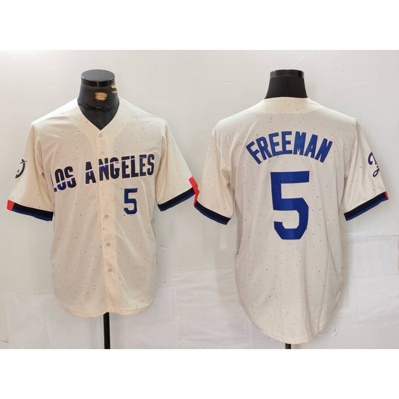 seanshop Los Angeles Dodgers #5 Freddie Freeman Number Cream  2024 City Connect Limited Stitched Jerseys