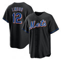 seanshop  New York Mets #12 Francisco Lindor Black  2022 Cool Base Stitched Jersey