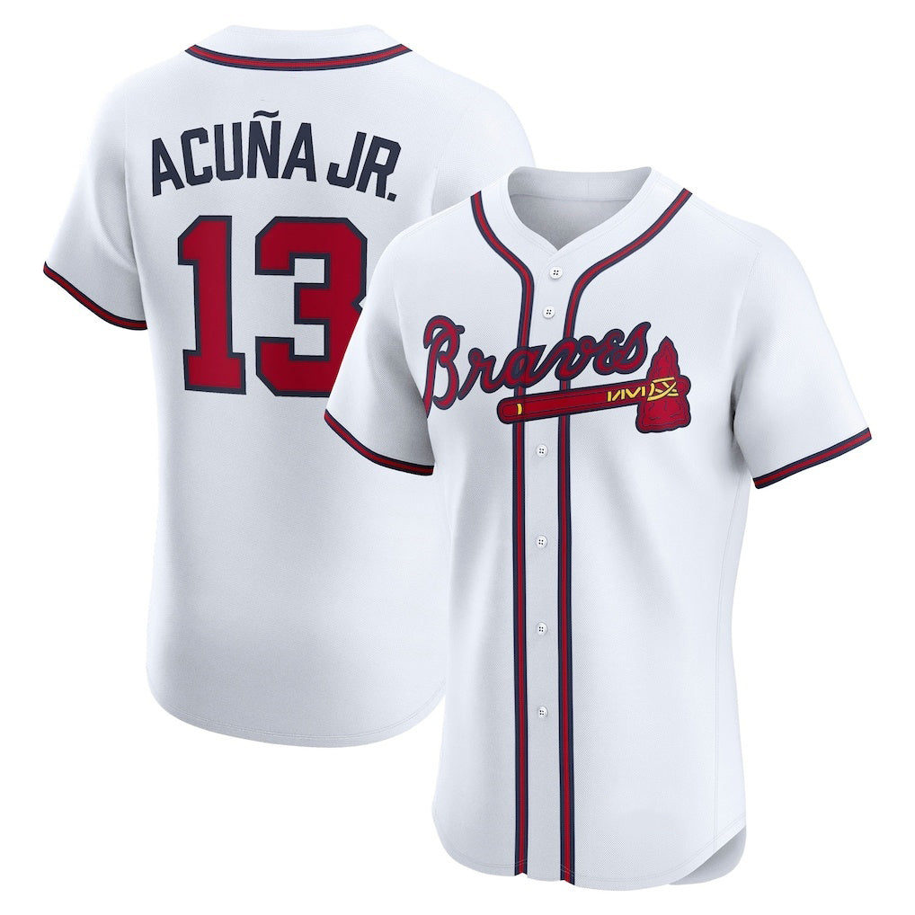 seanshop Atlanta Braves #13 Ronald Acu?a Jr. White  Home Elite Player Jersey