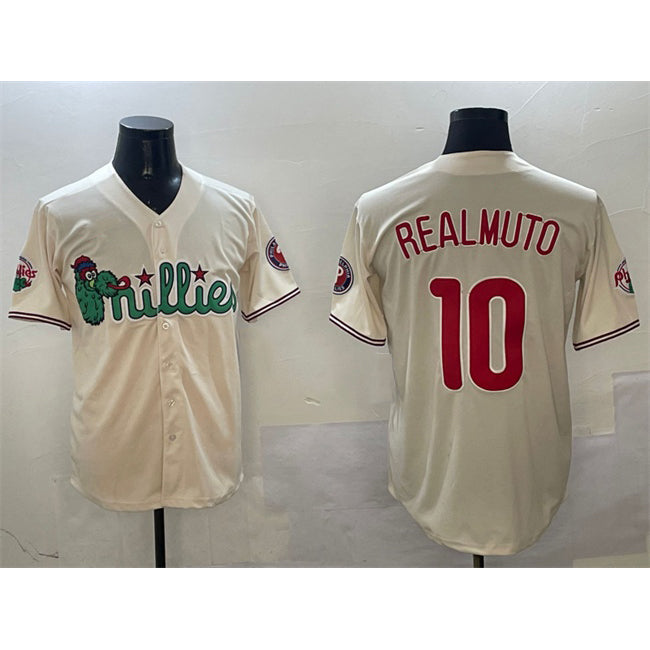 seanshop  Philadelphia Phillies #10 J.T. Realmuto Cream  Phanatic Limited Stitched Jersey