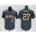 seanshop Los Angeles Angels #27 Mike Trout Number Grey  2022 All Star Stitched Cool Base Jersey