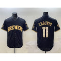 seanshop    Milwaukee Brewers #11 Jackson Chourio Black Gold  With Home Patch Limited Stitched Jersey