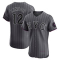 seanshop  New York Mets #12 Francisco Lindor Gray  City Connect Elite Jersey