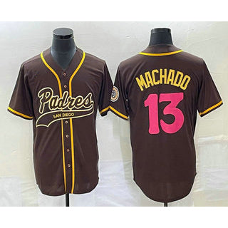 seanshop  San Diego Padres #13 Manny Machado Brown  NEW 2023 City Connect Cool Base Stitched Jersey 2