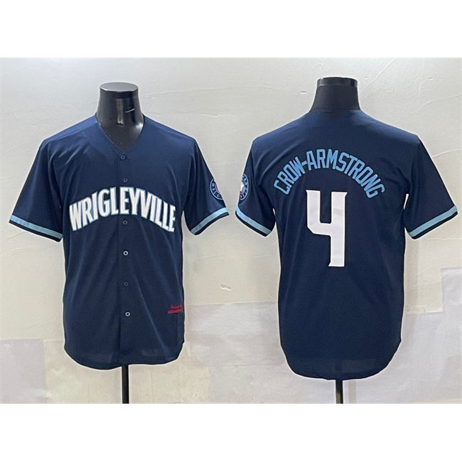 seanshop  Chicago Cubs #4 Pete Crow-Armstrong Navy  City Connect Stitched Jersey