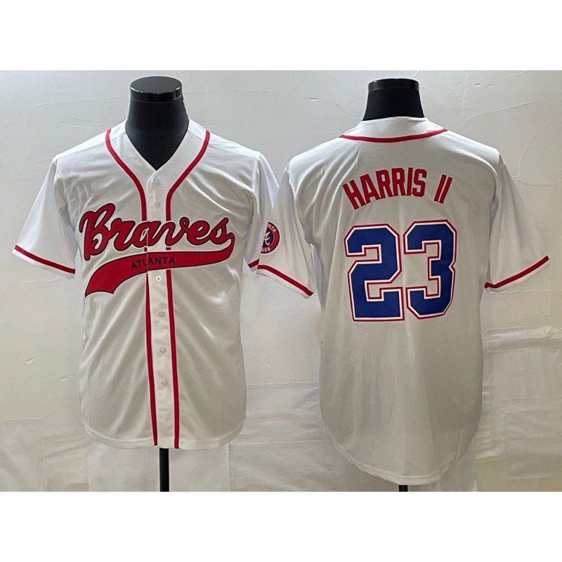 seanshop Atlanta Braves #23 Michael Harris II White  Cool Base With Patch Stitched Jersey 2
