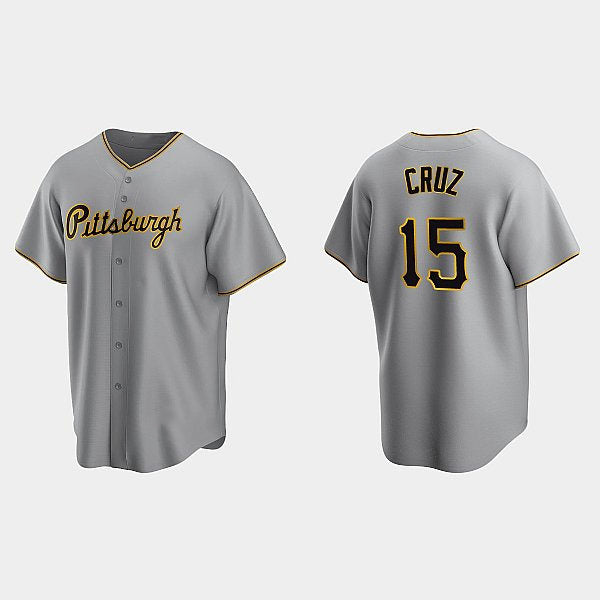 seanshop  Pittsburgh Pirates #15 Oneil Cruz Gray  Road Cool Base Jersey