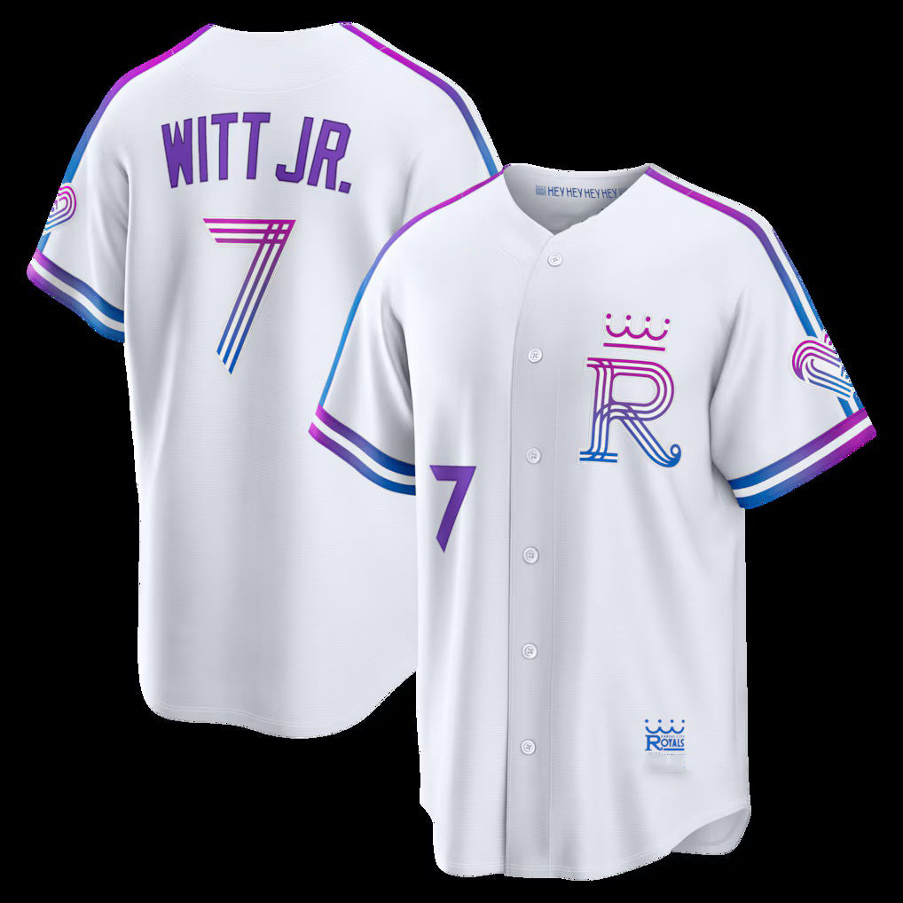 seanshop  Kansas City Royals #7 Bobby Witt Jr. White  2026 City Connect Stadium Jersey