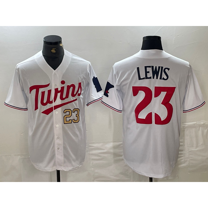 seanshop  Minnesota Twins #23 Royce Lewis Number White  Stitched Cool Base Jerseys