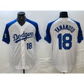 seanshop Los Angeles Dodgers #18 Yoshinobu Yamamoto Number White Blue  Fashion Stitched Cool Base Limited Jersey 2