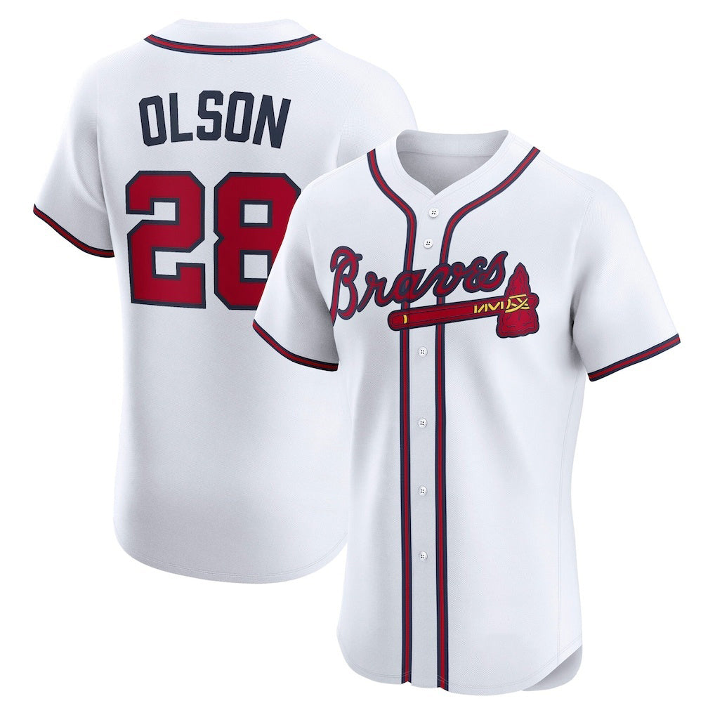 seanshop Atlanta Braves #28 Matt Olson White  Home Elite Player Jersey