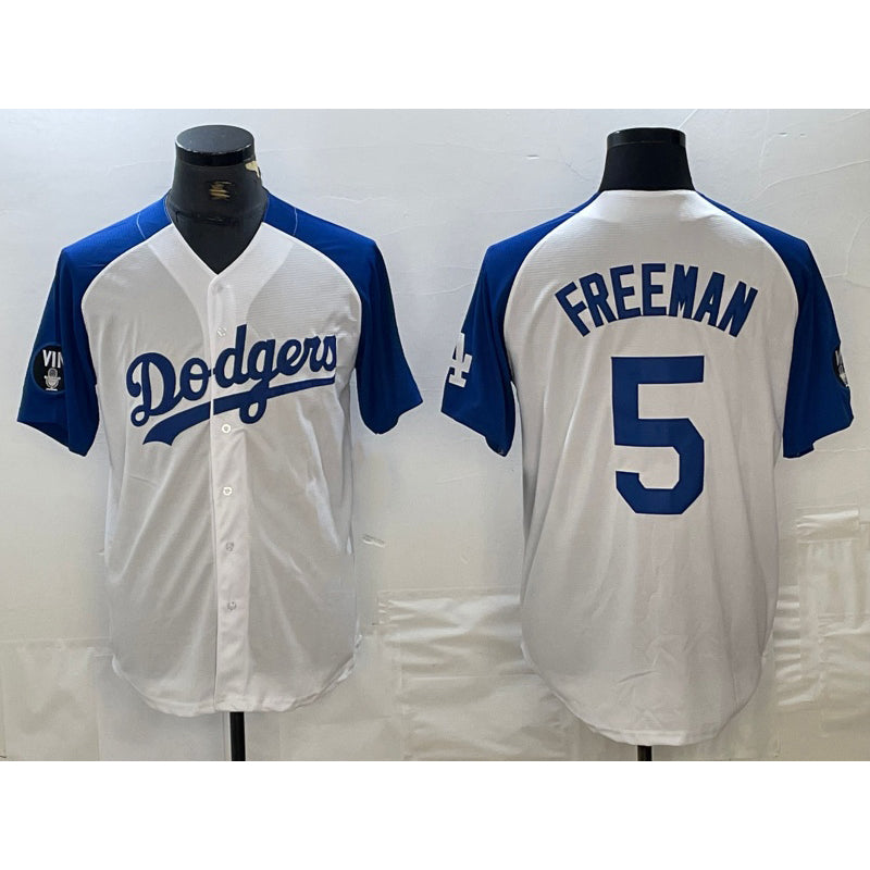 seanshop Los Angeles Dodgers #5 Freddie Freeman White Blue  Fashion Stitched Cool Base Limited Jerseys