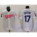 seanshop Los Angeles Dodgers #17 Shohei Ohtani White Pink  Vin & Kobe Patch Stitched Jersey 2