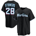 seanshop  Miami Marlins #28 Kyle Stowers Black  Cool Base Stitched Jersey