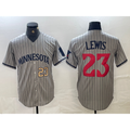 seanshop  Minnesota Twins #23 Royce Lewis Number 2023 Grey  Home Team Cool Base Stitched Jersey 2