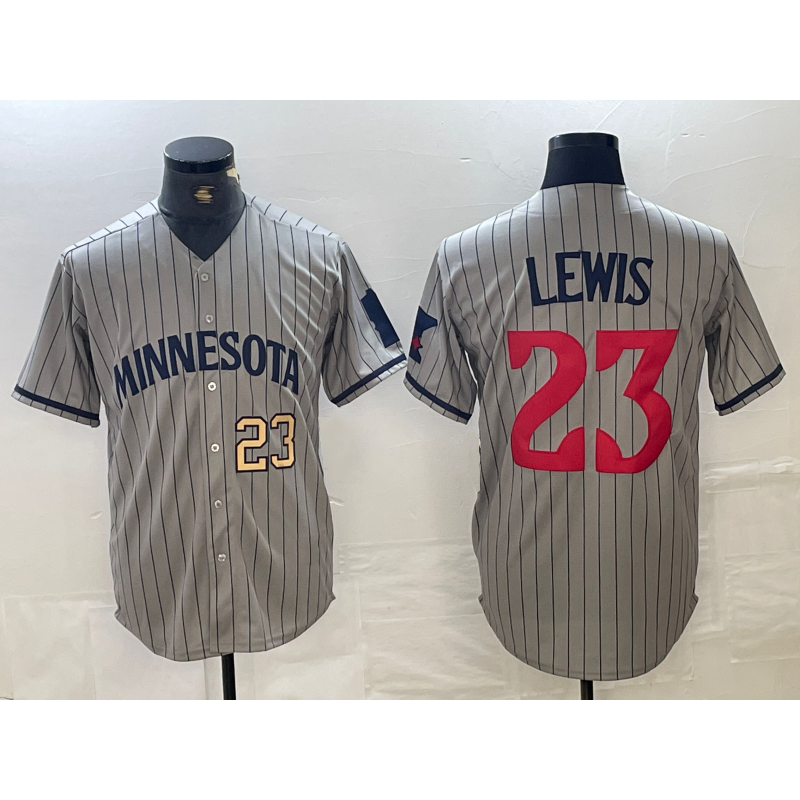 seanshop  Minnesota Twins #23 Royce Lewis Number 2023 Grey  Home Team Cool Base Stitched Jersey 2