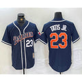 seanshop  San Diego Padres #23 Fernando Tatis Jr Navy Blue  Stitched Cool Base Throwback Jersey