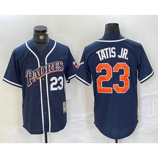 seanshop  San Diego Padres #23 Fernando Tatis Jr Navy Blue  Stitched Cool Base Throwback Jersey