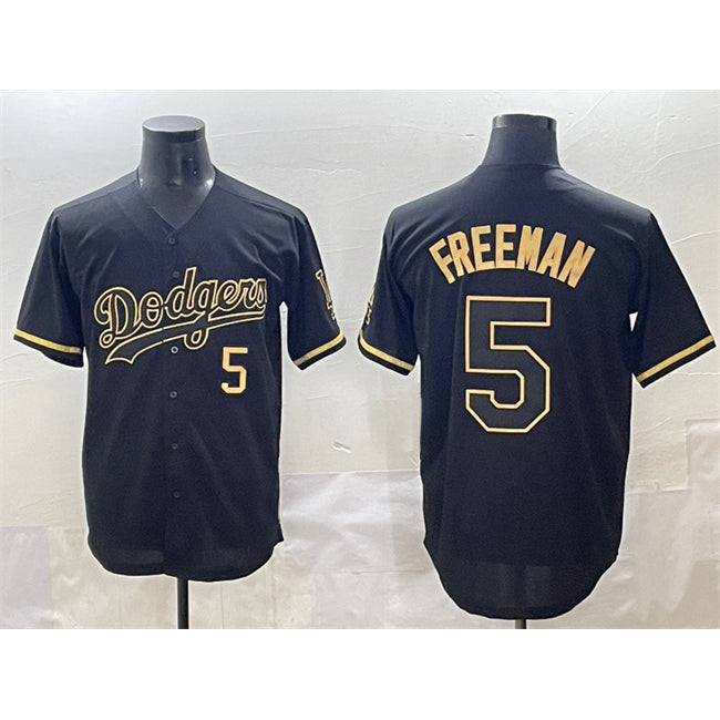 seanshop Los Angeles Dodgers #5 Freddie Freeman Black Gold  Limited Stitched Jersey