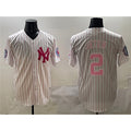 seanshop  New York Yankees #2 Derek Jeter Pink  With Patch Limited Stitched Jersey
