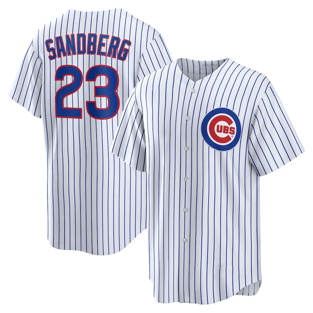 seanshop  Chicago Cubs #23 Ryne Sandberg White  Home Retired Player Replica Jersey