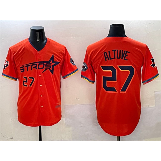 seanshop Houston Astros #27 Jose Altuve Orange  2025 City Connect With Texas Patch Limited Stitched Jersey