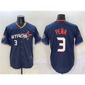 seanshop Houston Astros #3 Jeremy Pena Navy  2025 City Connect With Texas Patch Limited Stitched Jersey
