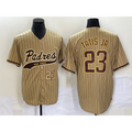 seanshop  San Diego Padres #23 Fernando Tatis Jr Number Tan  NEW 2023 Cool Base Stitched Jersey