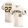seanshop    Milwaukee Brewers #22 Christian Yelich Cream  Home Elite Player Jersey